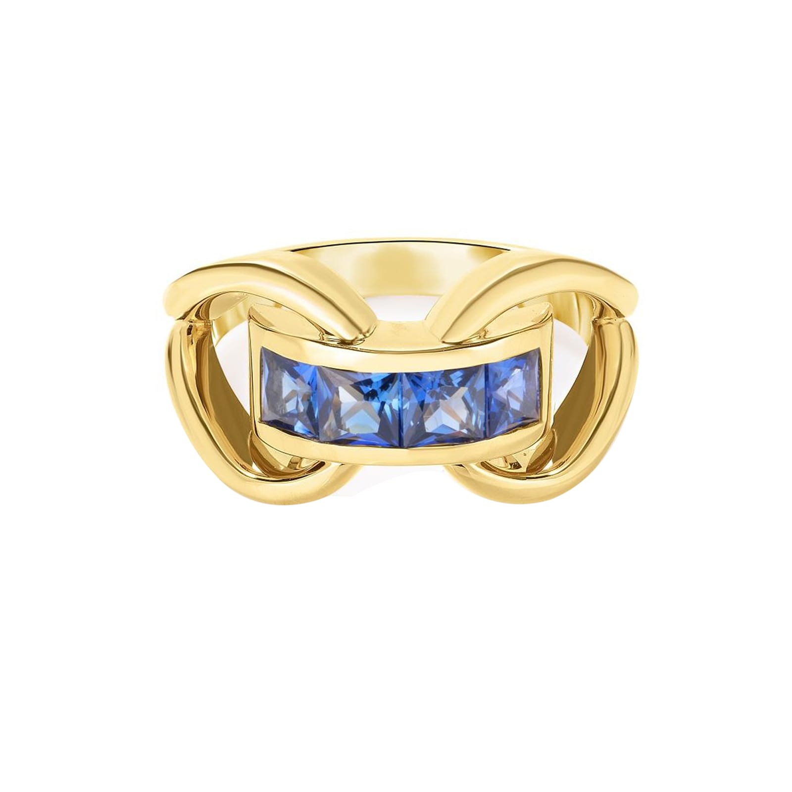 Roberto Coin 18K Yellow Gold Designer Gold Blue Sapphire Ring