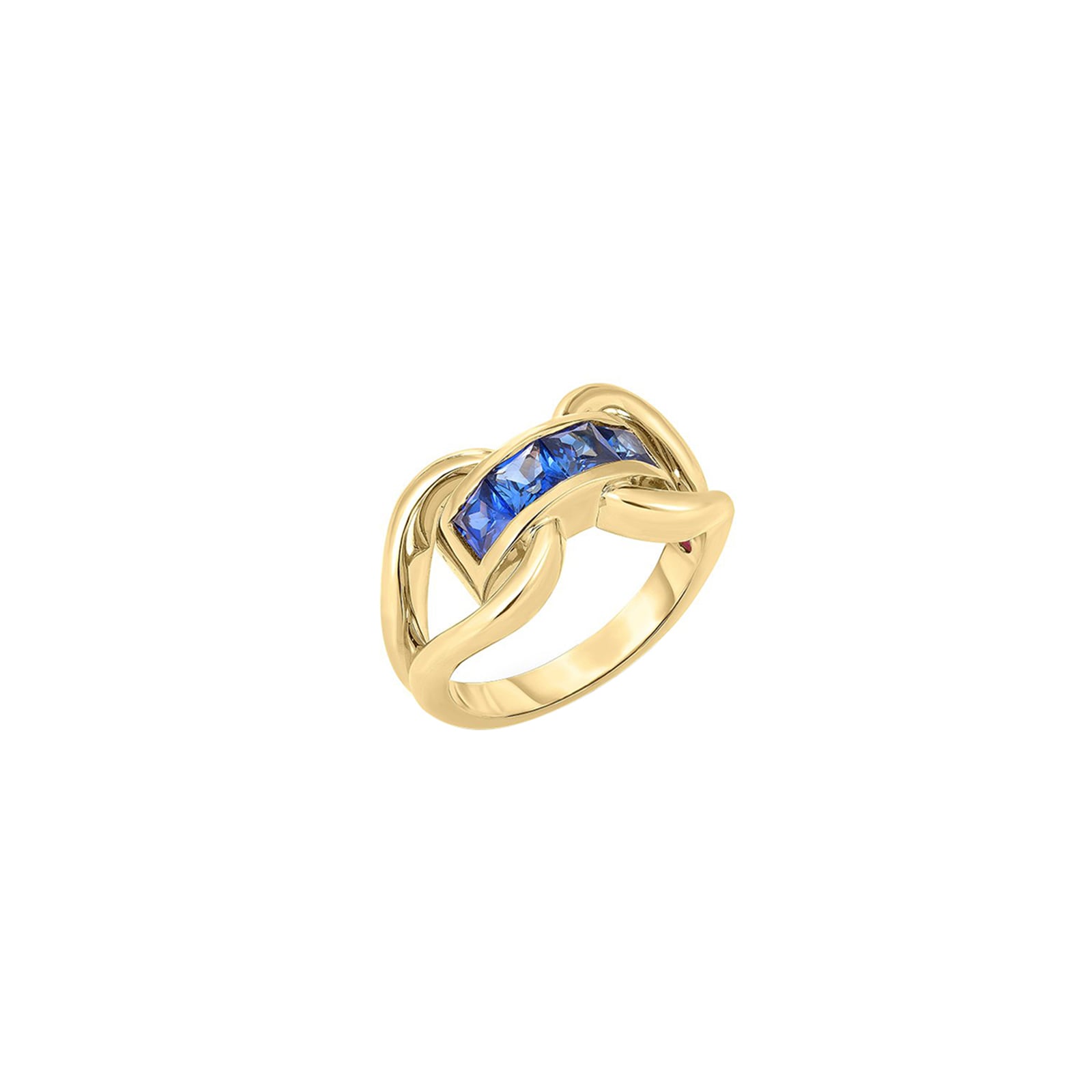 Roberto Coin 18K Yellow Gold Designer Gold Blue Sapphire Ring
