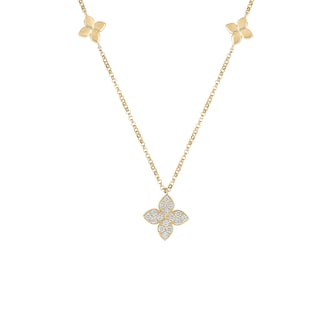 Roberto Coin 18K Yellow Gold Love By The Inch Diamond & Polished Flower Station Necklace