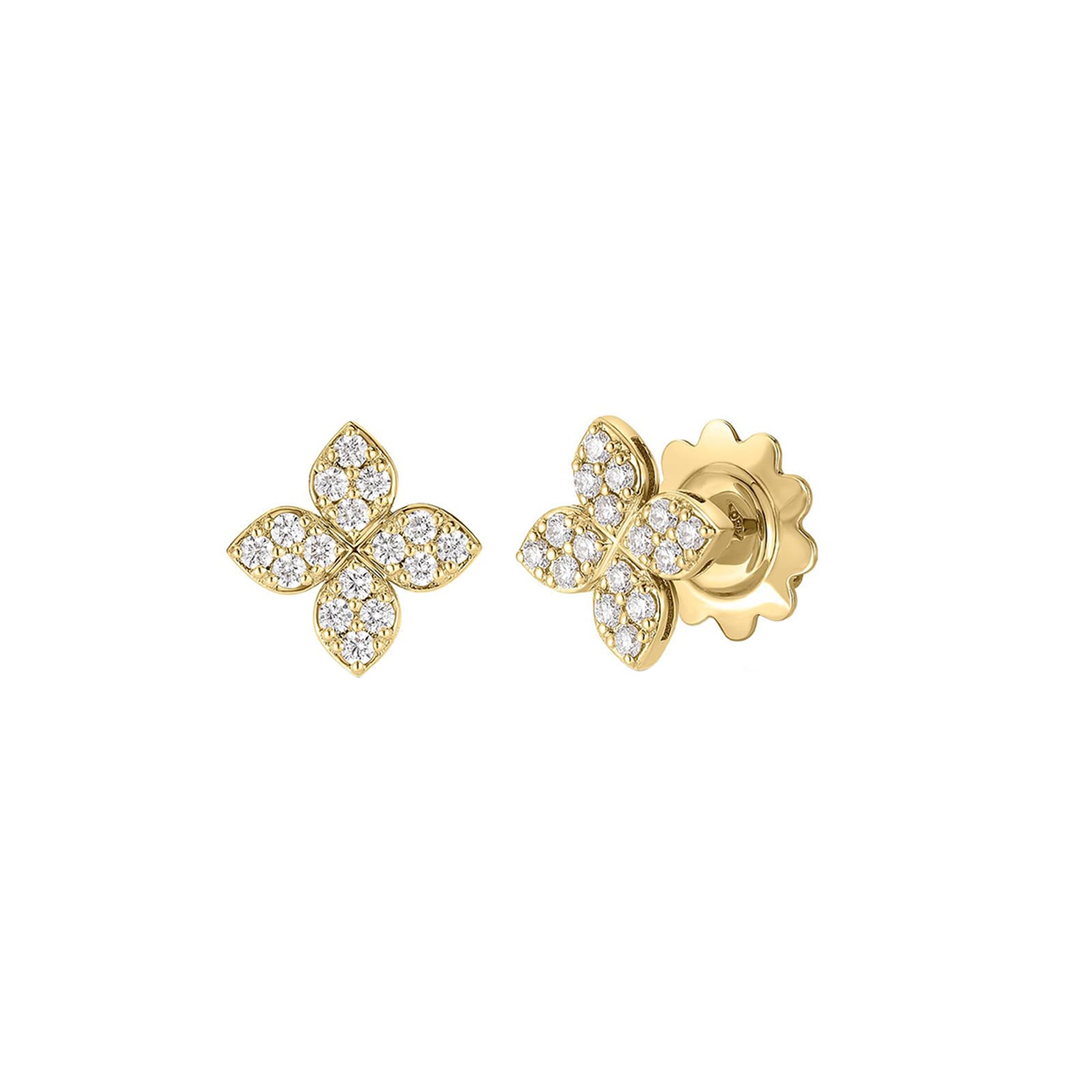 Roberto Coin 18K Yellow Gold Love In Verona Medium Pave Diamond Flower Stud Earrings