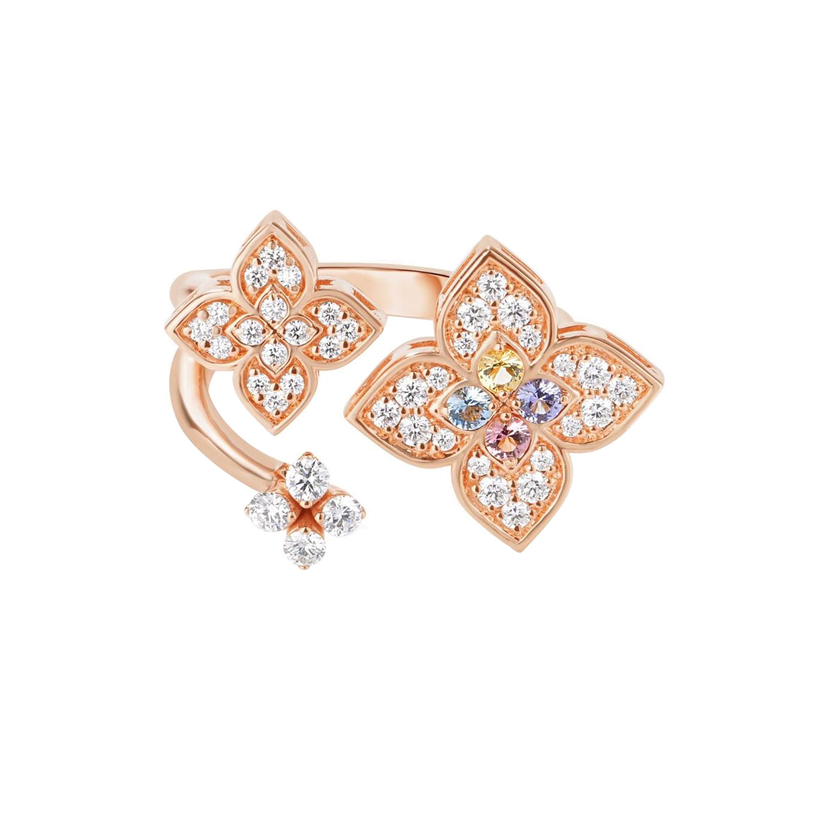 Roberto Coin 18K Rose Gold Venetian Princess Carnival Diamond & Mixed Gemstones Ring - Size 6