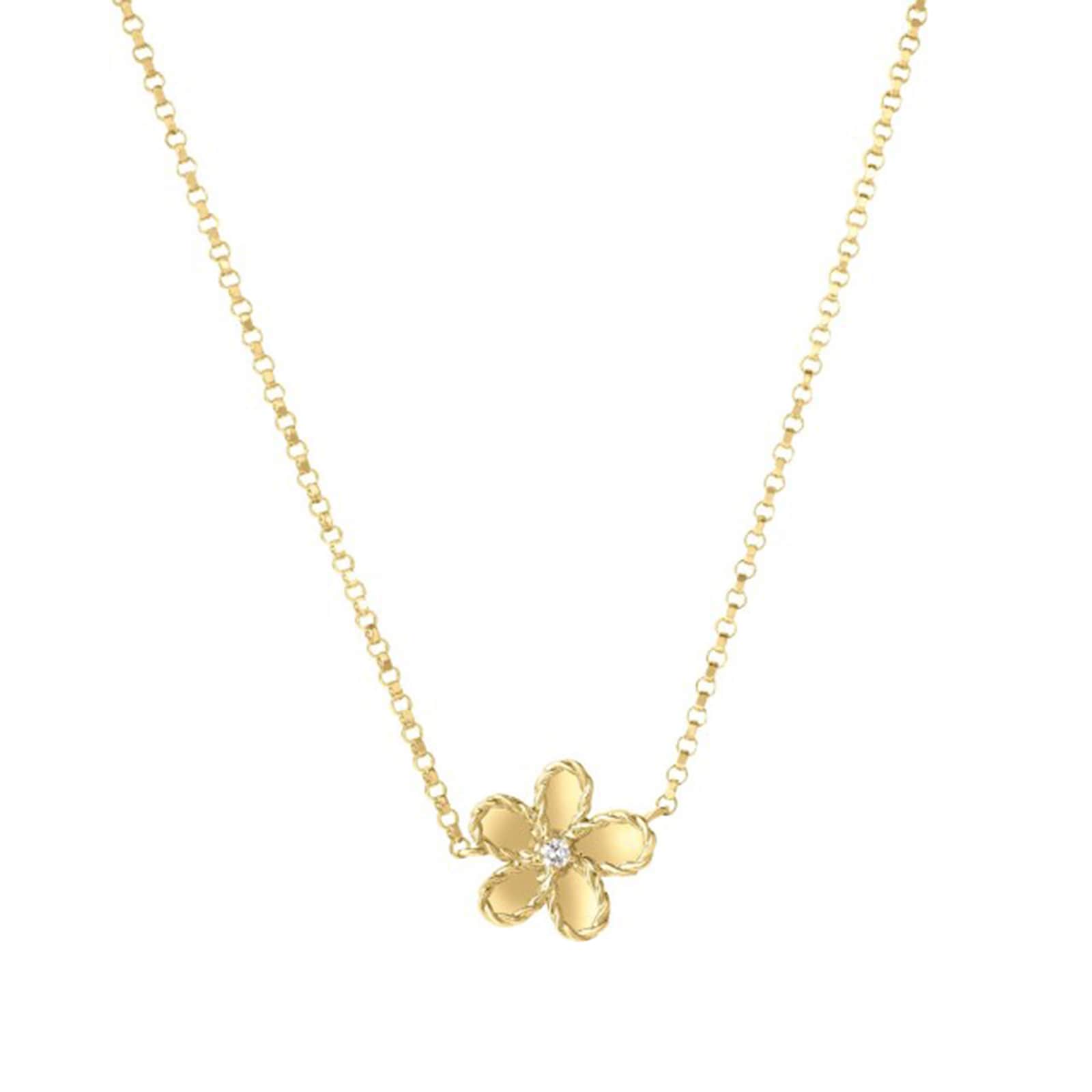 Roberto Coin 18K Yellow Gold Jasmine Diamond Flower Necklace