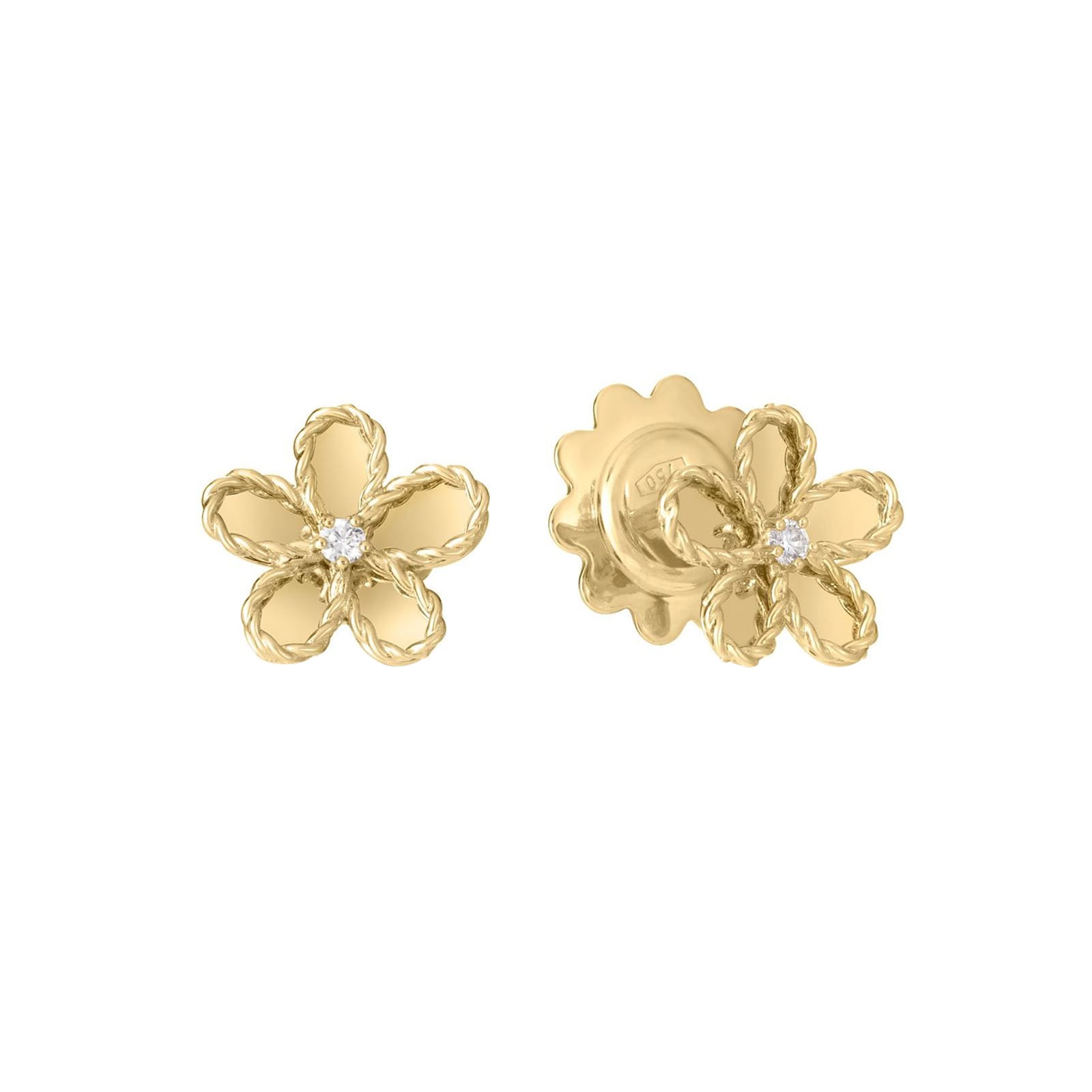 Roberto Coin 18K Yellow Gold Jasmine Diamond Flower Stud Earrings