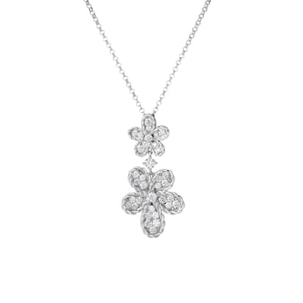 Roberto Coin 18K White Gold Jasmine Pave Diamond Flower Necklace