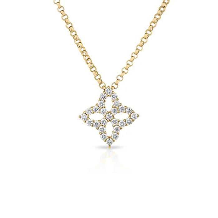 Roberto Coin 18K Yellow Gold Princess Flower Diamond Necklace