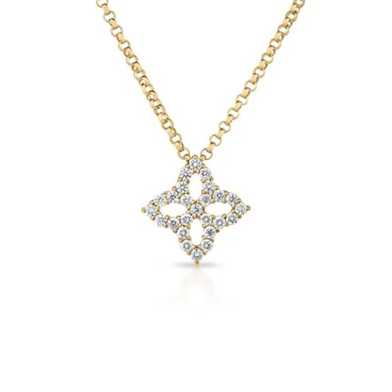 Roberto Coin 18K Yellow Gold Princess Flower Diamond Necklace