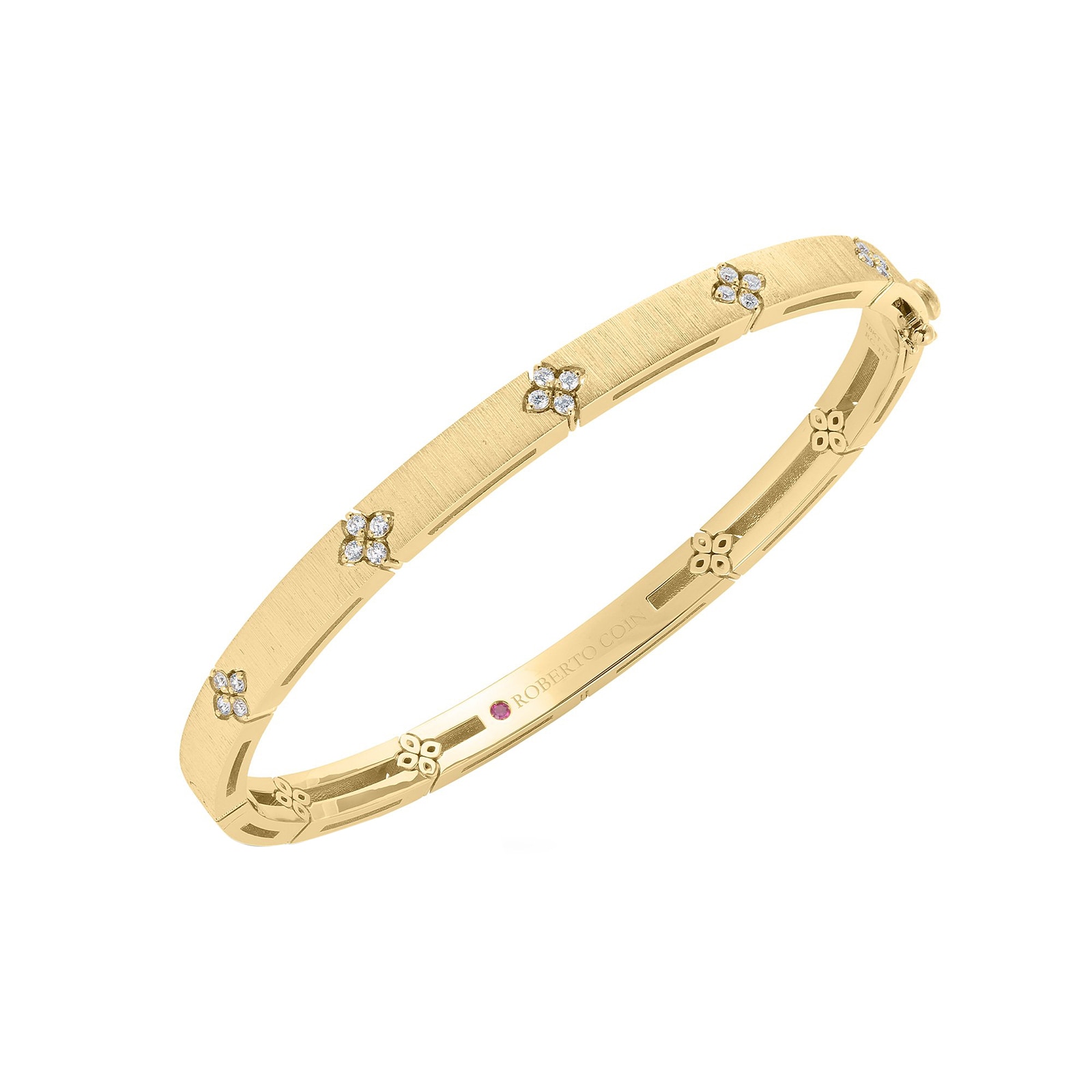 Roberto Coin 18K Yellow Gold Love In Verona Diamond Accent & Satin Finish Bangle Roberto Coin 18K Yellow Gold Love In Verona Diamond Accent & Satin Finish Bangle