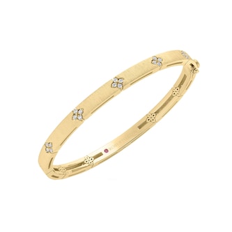 Roberto Coin 18K Yellow Gold Love In Verona Diamond Accent & Satin Finish Bangle