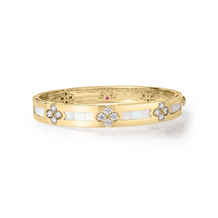 Roberto Coin 18K Yellow Gold Love In Verona Diamond & Mother Of Pearl Bangle