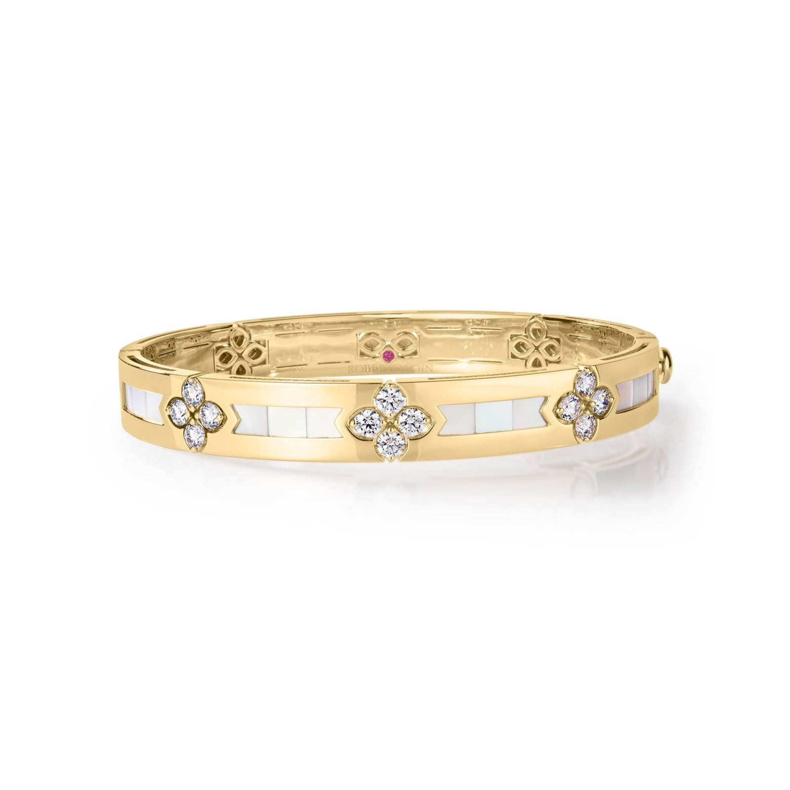 Roberto Coin 18K Yellow Gold Love In Verona Diamond & Mother Of Pearl Bangle