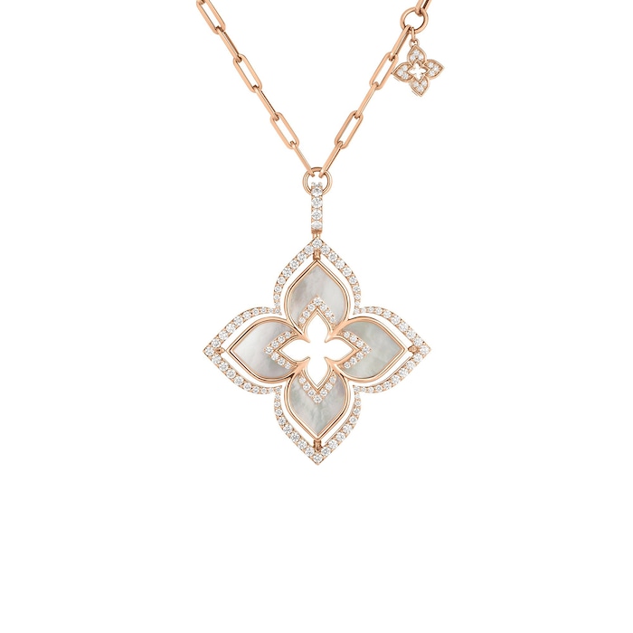 Roberto Coin 18K Rose Gold Venetian Princess Pirouette Diamond & Mother Of Pearl Flower Necklace