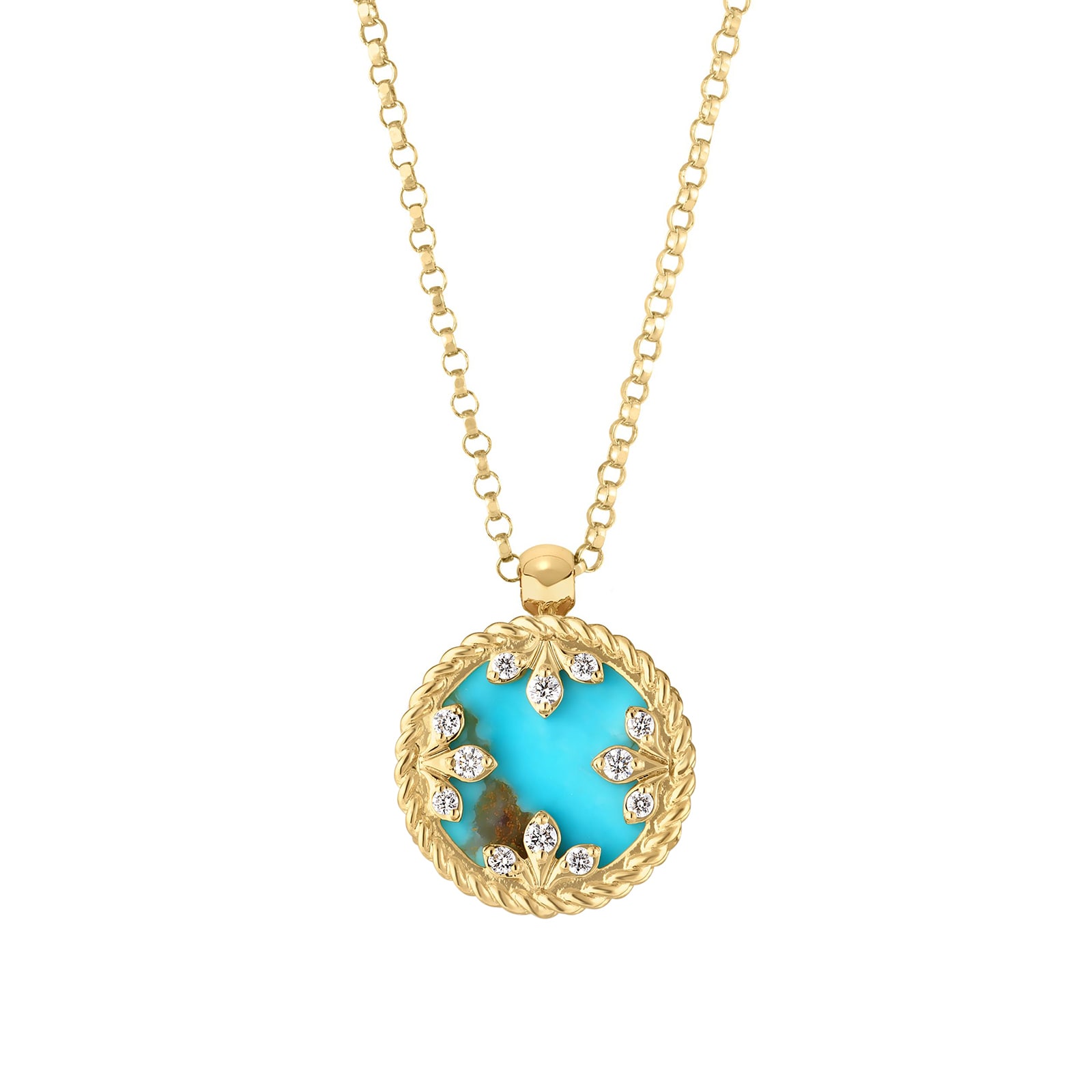 Roberto Coin 18K Yellow Gold Venetian Medallion Diamond & Turquoise Necklace