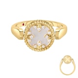 Roberto Coin 18K Yellow Gold Venetian Medallion Diamond & Mother Of Pearl Ring - Size 6.5