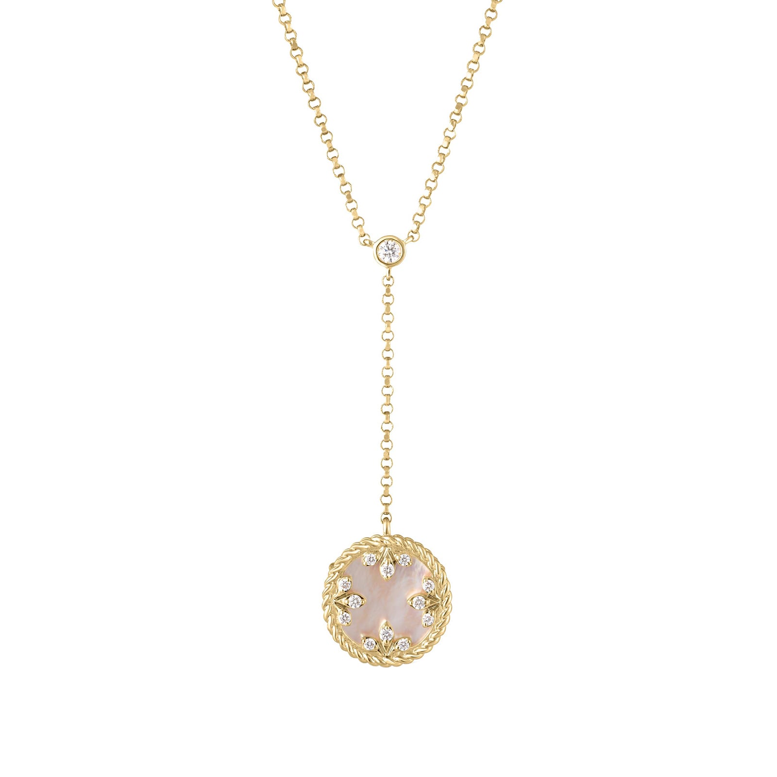 Roberto Coin 18K Yellow Gold Venetian Medallions Diamond & Mother Of Pearl Necklace Roberto Coin 18K Yellow Gold Venetian Medallions Diamond & Mother Of Pearl Necklace