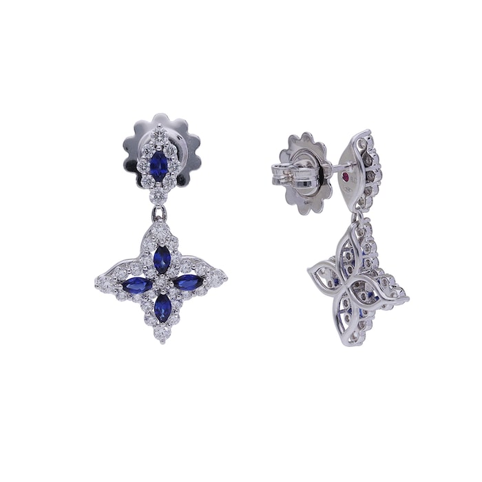 Roberto Coin 18K White Gold Princess Flower Diamond & Blue Sapphire Drop Earrings