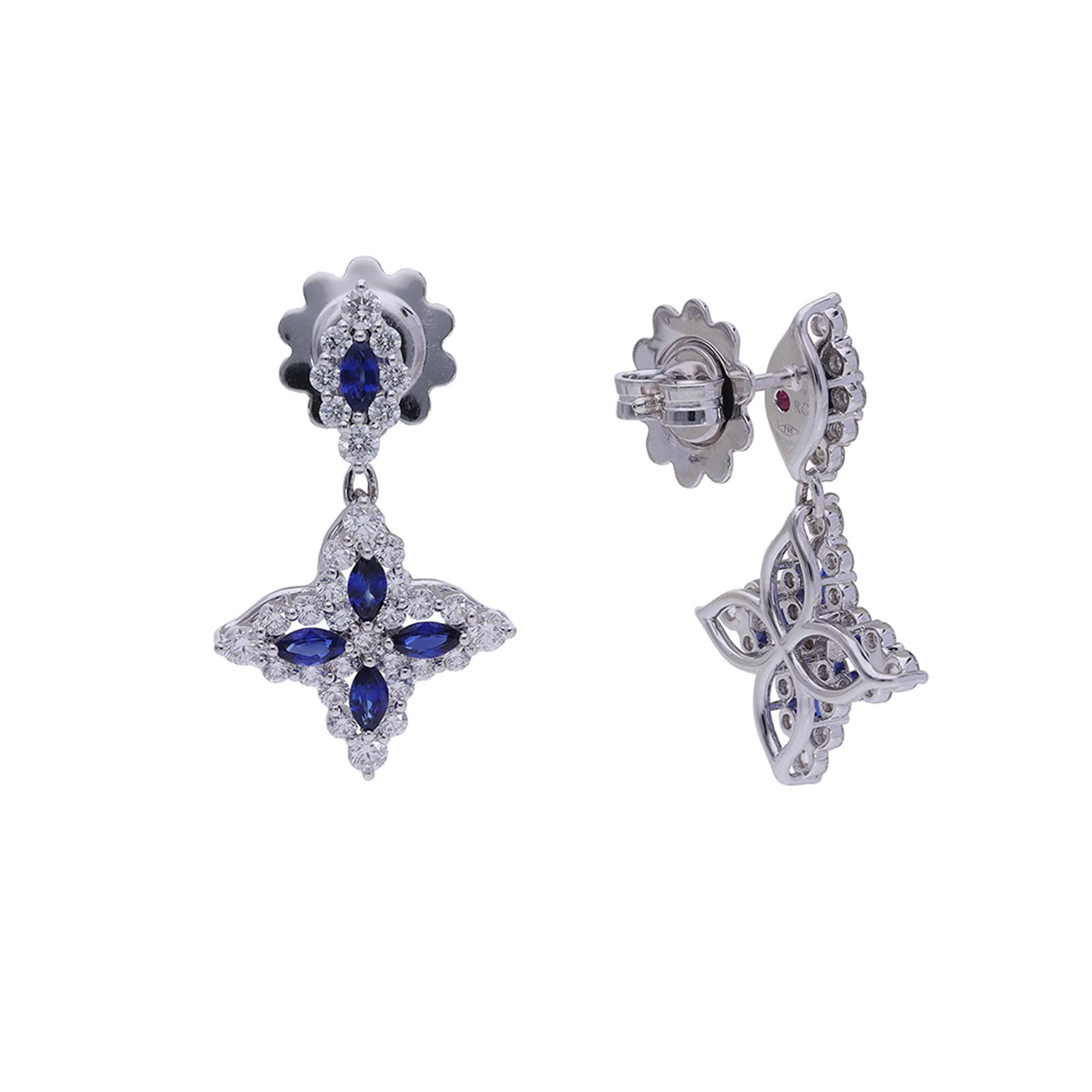 Roberto Coin 18K White Gold Princess Flower Diamond & Blue Sapphire Drop Earrings Roberto Coin 18K White Gold Princess Flower Diamond & Blue Sapphire Drop Earrings