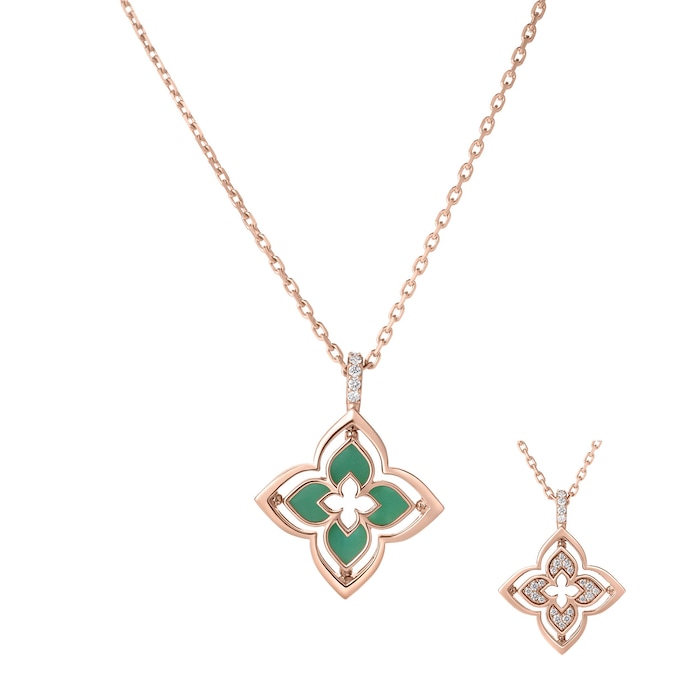 Roberto Coin 18K Rose Gold Venetian Princess Pirouette Diamond & Chrysoprase Flower Necklace