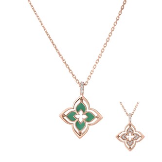 Roberto Coin 18K Rose Gold Venetian Princess Pirouette Diamond & Chrysoprase Flower Necklace