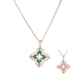 Roberto Coin 18K Rose Gold Venetian Princess Pirouette Diamond & Chrysoprase Flower Necklace