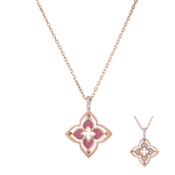 Roberto Coin 18K Rose Gold Venetian Princess Pirouette Diamond & Rhodonite Necklace