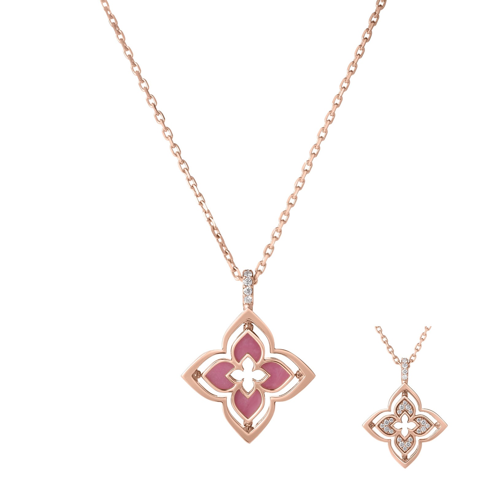 Roberto Coin 18K Rose Gold Venetian Princess Pirouette Diamond & Rhodonite Necklace
