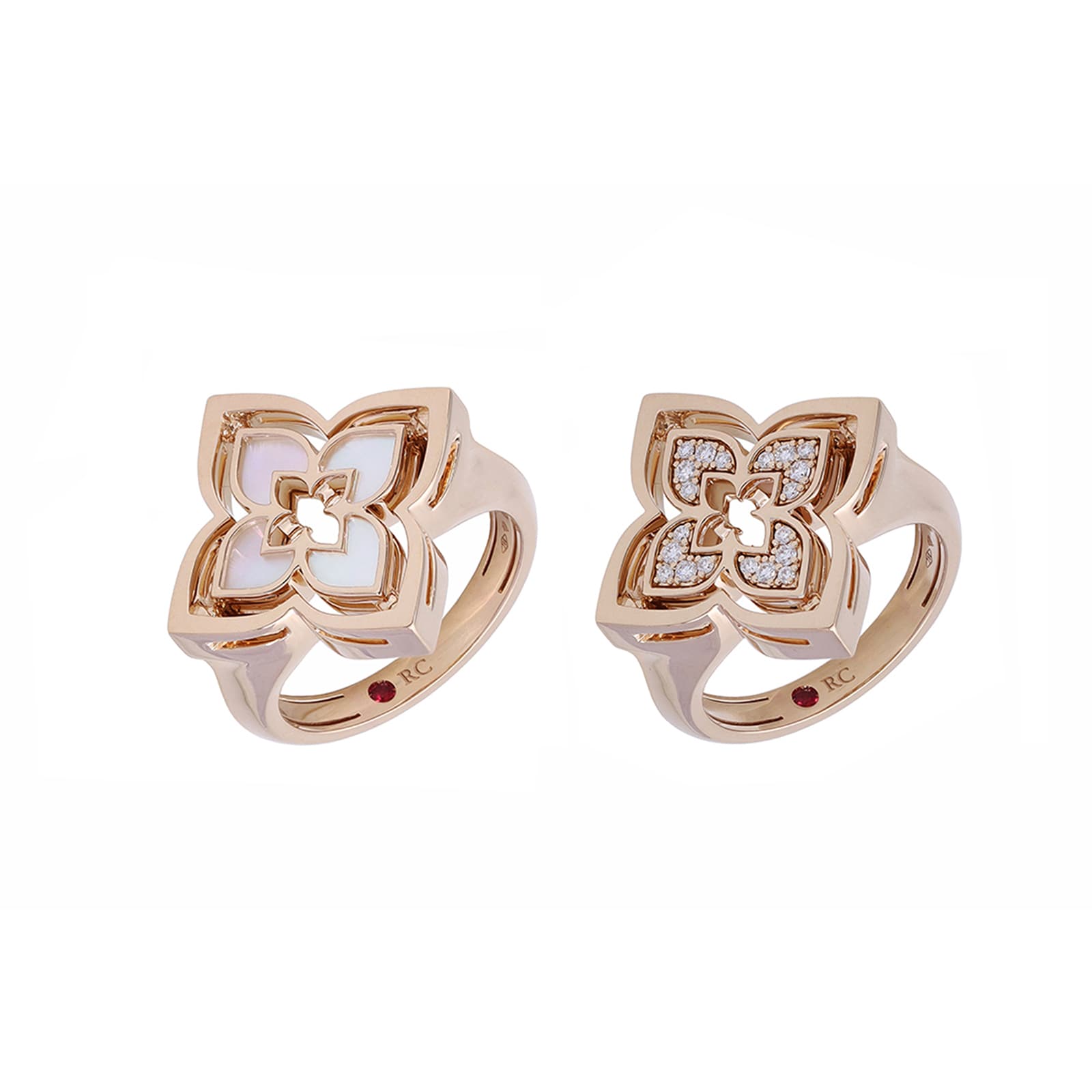 Roberto Coin 18K Rose Gold Venetian Princess Pirouette Diamond & Mother Of Pearl Ring - Size 6.5