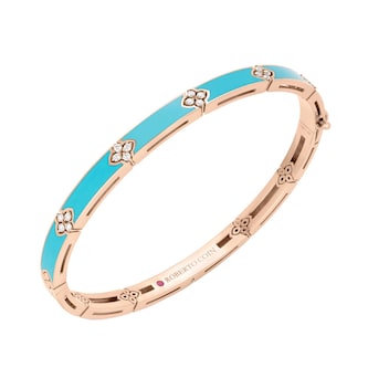 Roberto Coin 18K Yellow Gold Love In Verona Diamond & Turquoise Bangle