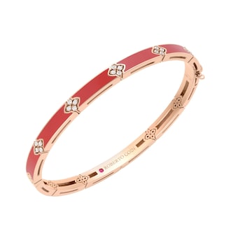Roberto Coin 18K Yellow Gold Love In Verona Diamond & Coral Bangle