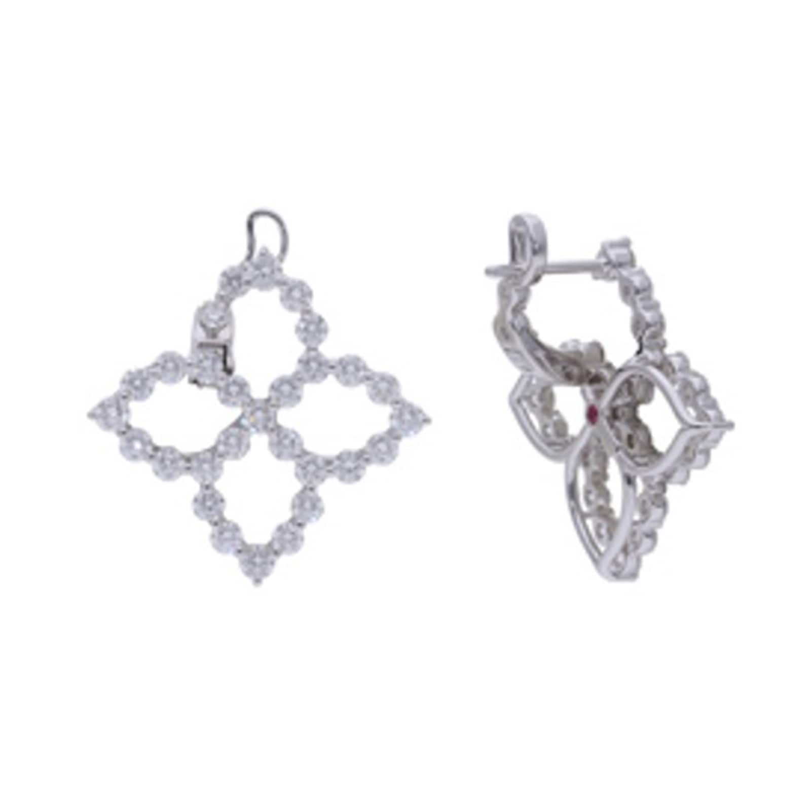 Roberto Coin 18K White Gold Princess Flower Diamond Outline Drop Earrings