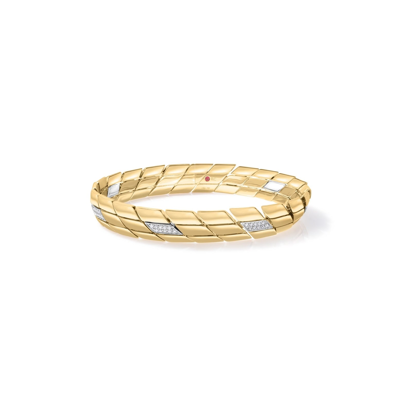 Roberto Coin 18K Yellow Gold Designer Gold San Marco Diamond Bangle