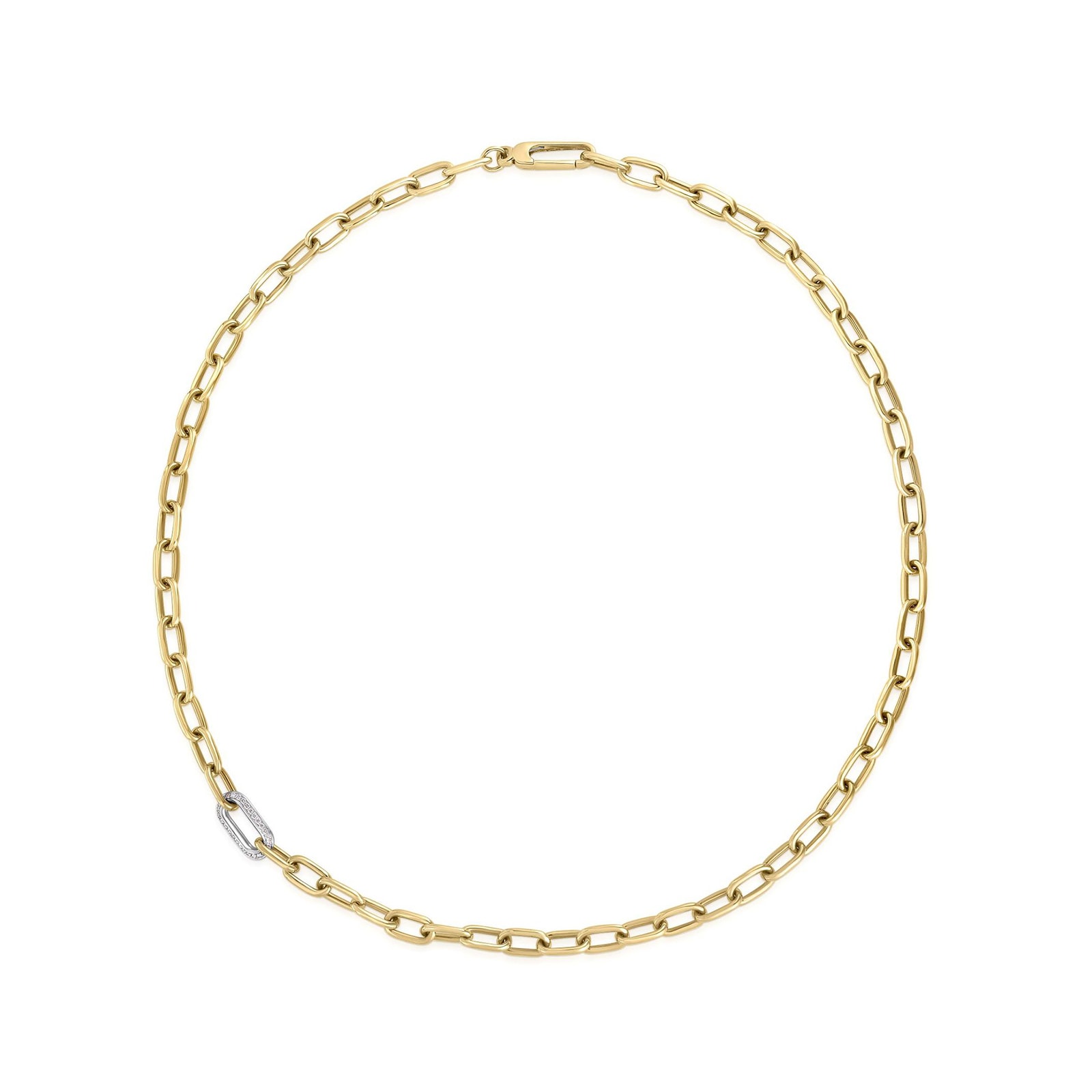 Roberto Coin 18K Yellow Gold Designer Gold Diamond Paperclip Link Necklace