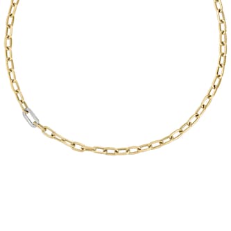 Roberto Coin 18K Yellow Gold Designer Gold Diamond Paperclip Link Necklace