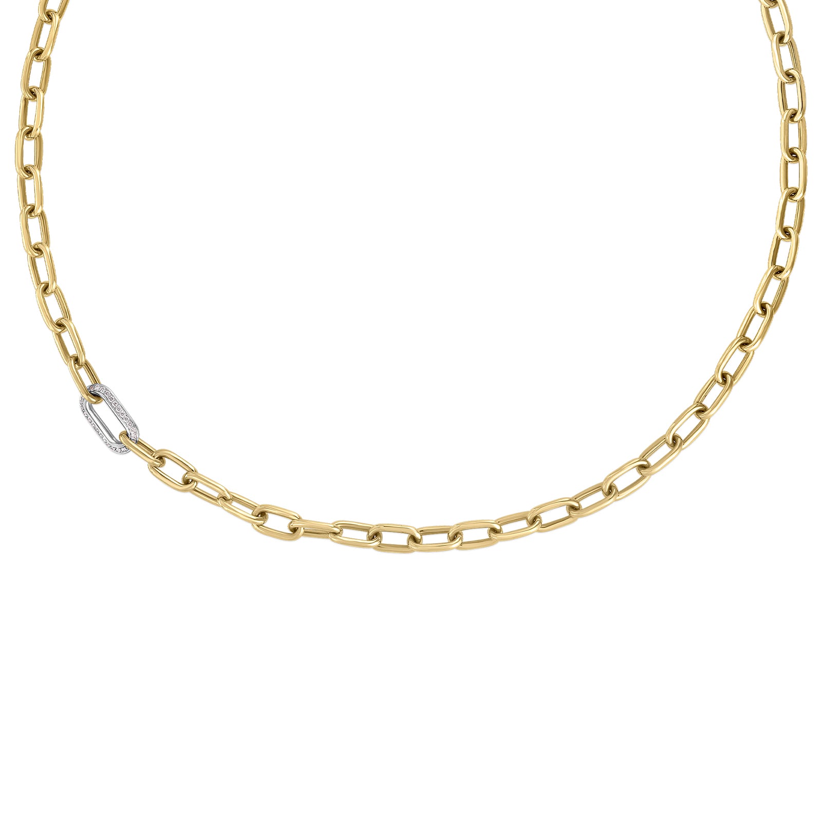 Roberto Coin 18K Yellow Gold Designer Gold Diamond Paperclip Link Necklace