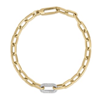 Roberto Coin 18K Yellow Gold Designer Gold Diamond Paperclip Link Bracelet