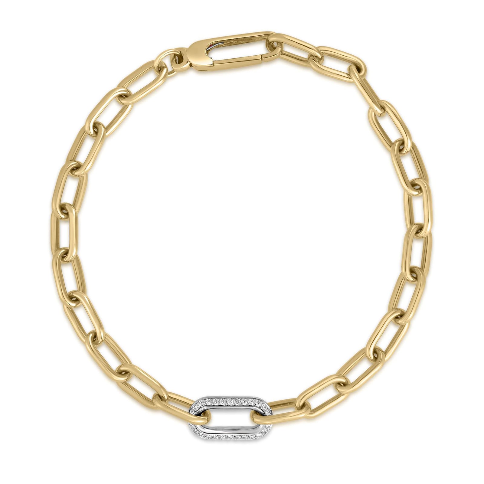 Roberto Coin 18K Yellow Gold Designer Gold Diamond Paperclip Link Bracelet