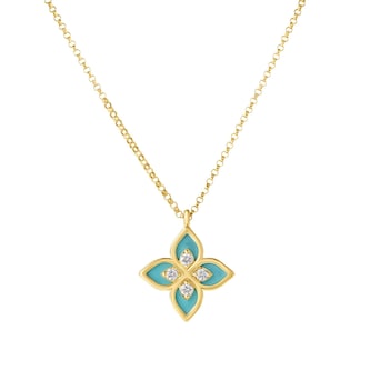 Roberto Coin 18K Yellow Gold Venetian Princess Diamond & Turquoise Necklace