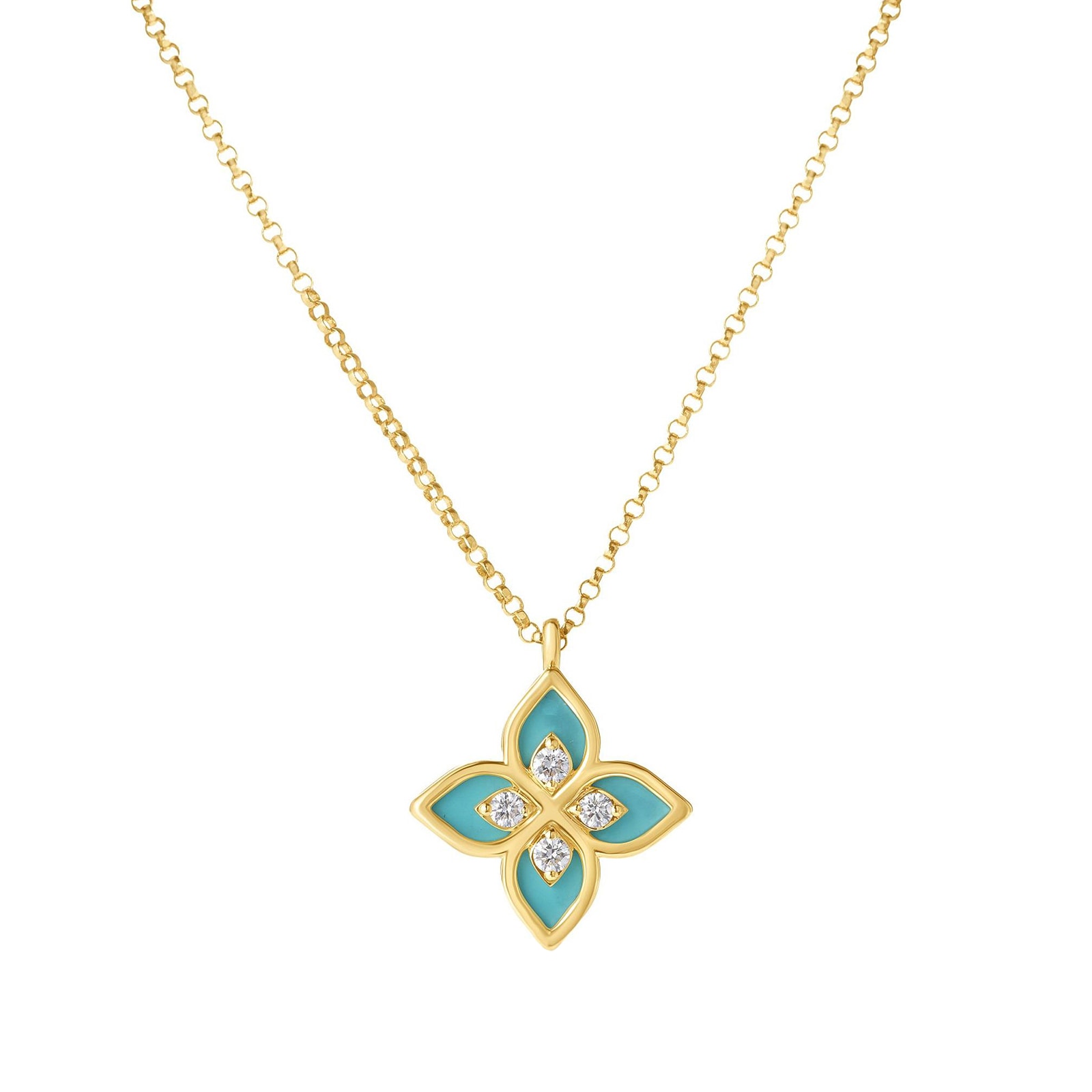 Roberto Coin 18K Yellow Gold Venetian Princess Diamond & Turquoise Necklace