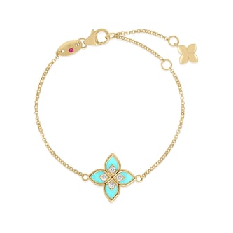 Roberto Coin 18K Yellow Gold Venetian Princess Diamond & Turquoise Bracelet