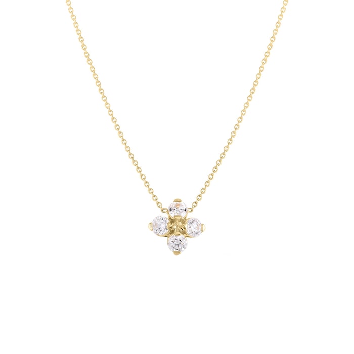 Roberto Coin 18K Yellow Gold Love In Verona Diamond Flower Necklace