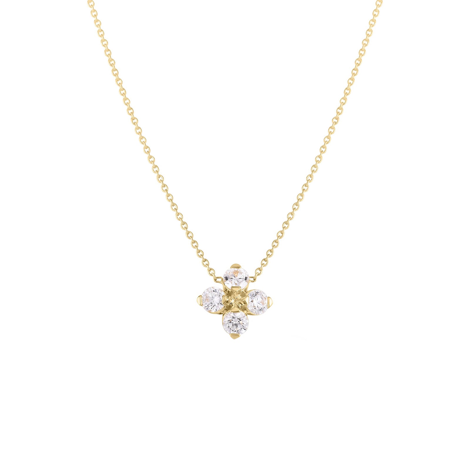 Roberto Coin 18K Yellow Gold Love In Verona Diamond Flower Necklace