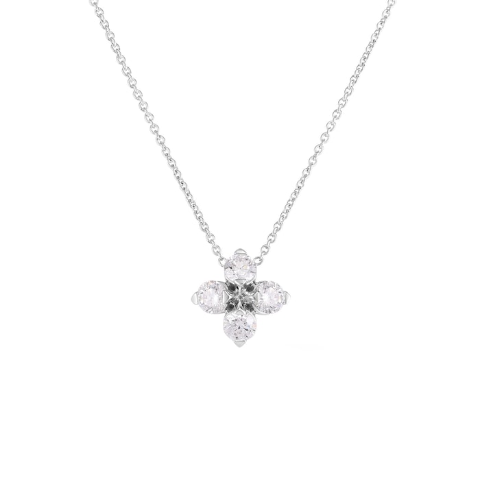 Roberto Coin 18K White Gold Love In Verona Diamond Flower Necklace