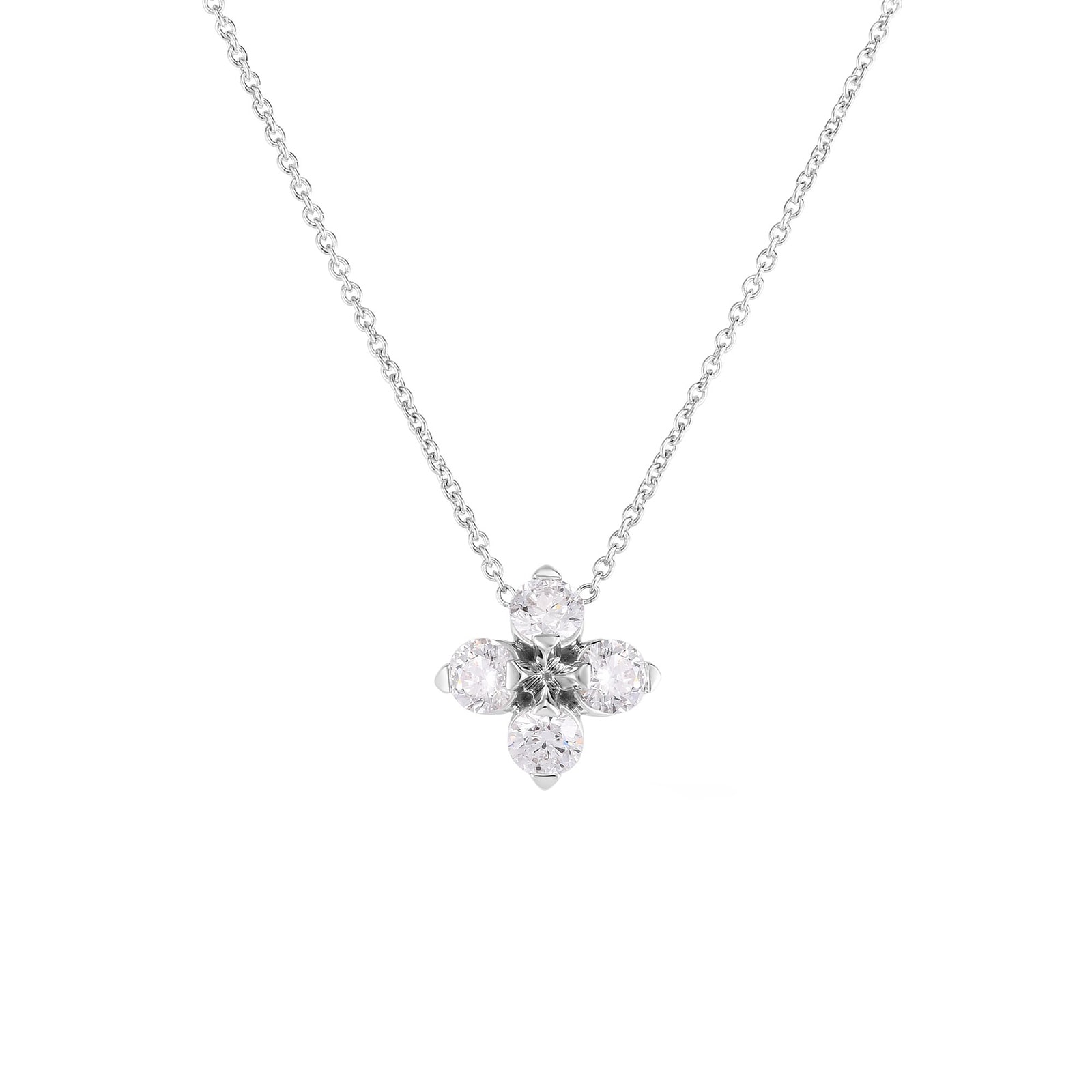 Roberto Coin 18K White Gold Love In Verona Diamond Flower Necklace