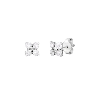 Roberto Coin 18K White Gold Love In Verona Small Flower Diamond Stud Earrings