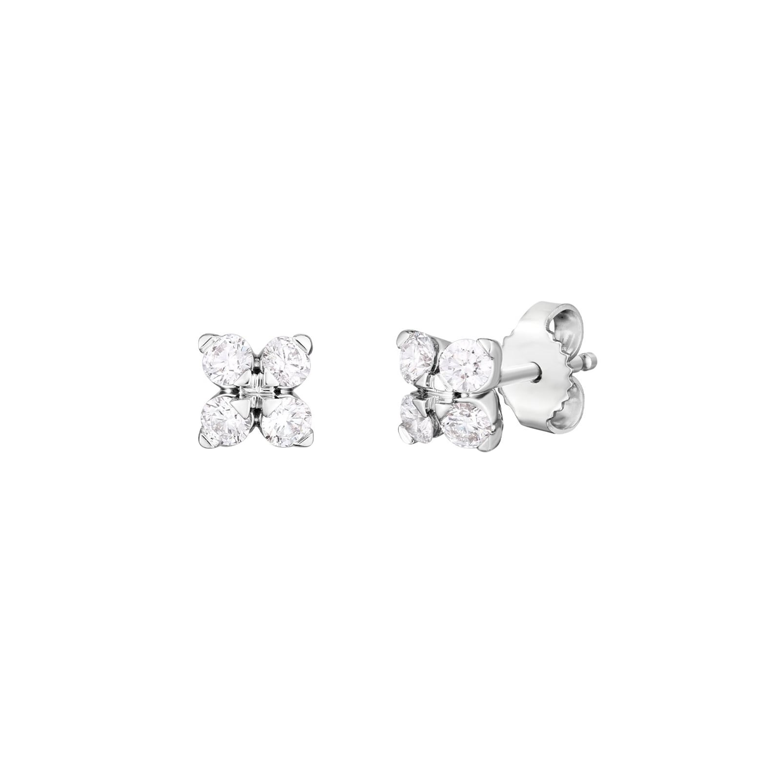 Roberto Coin 18K White Gold Love In Verona Small Flower Diamond Stud Earrings