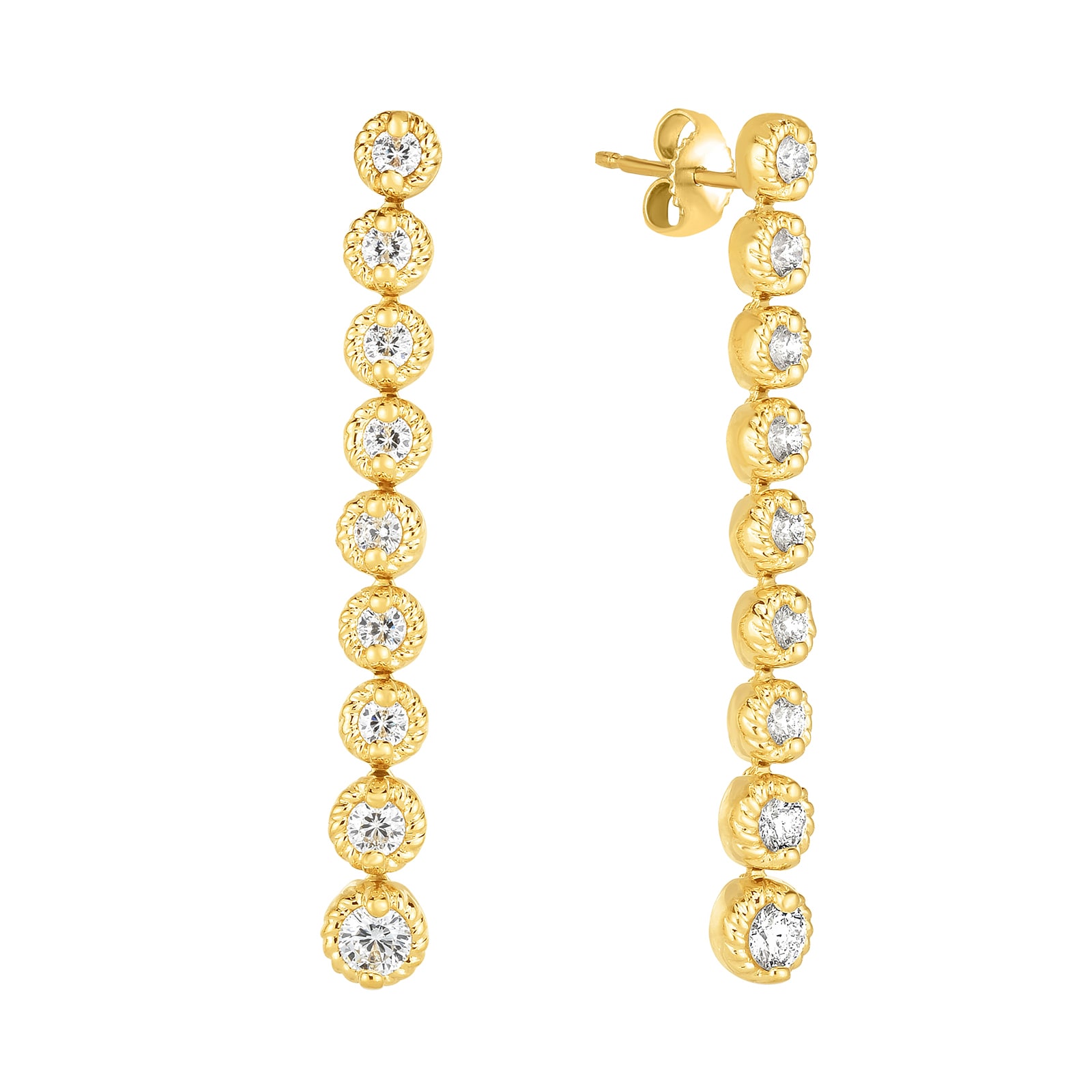 Roberto Coin 18K Yellow Gold Cento Diamond Bezel Drop Earrings