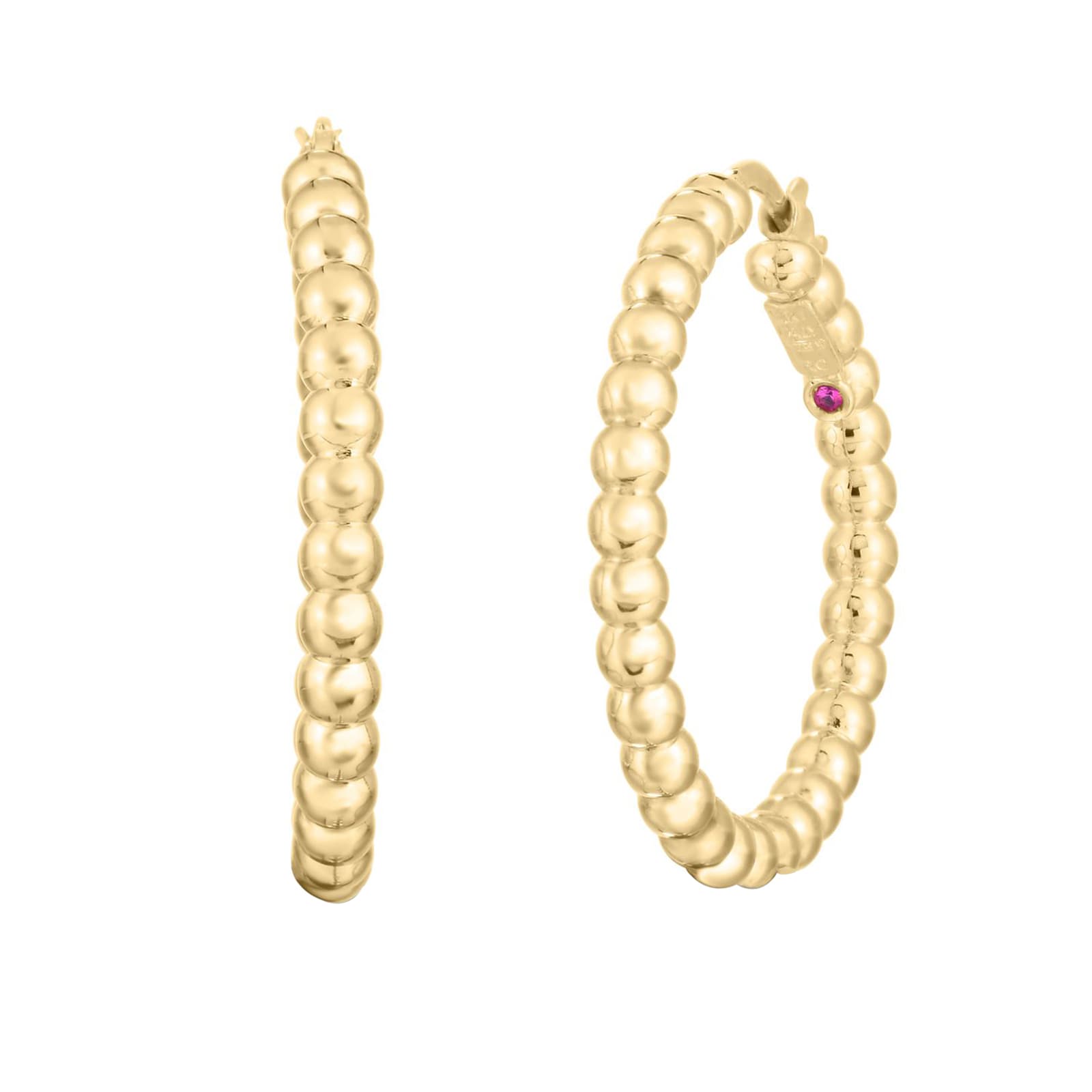 Roberto Coin 18K Yellow Gold Designer Gold Beaded Hoop Earrings Roberto Coin 18K Yellow Gold Designer Gold Beaded Hoop Earrings