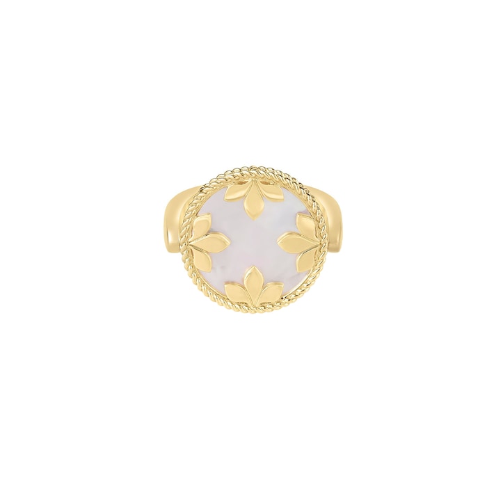 Roberto Coin 18K Yellow Gold Venetian Medallions Reversible Diamond & Mother Of Pearl Ring - Size 6.5