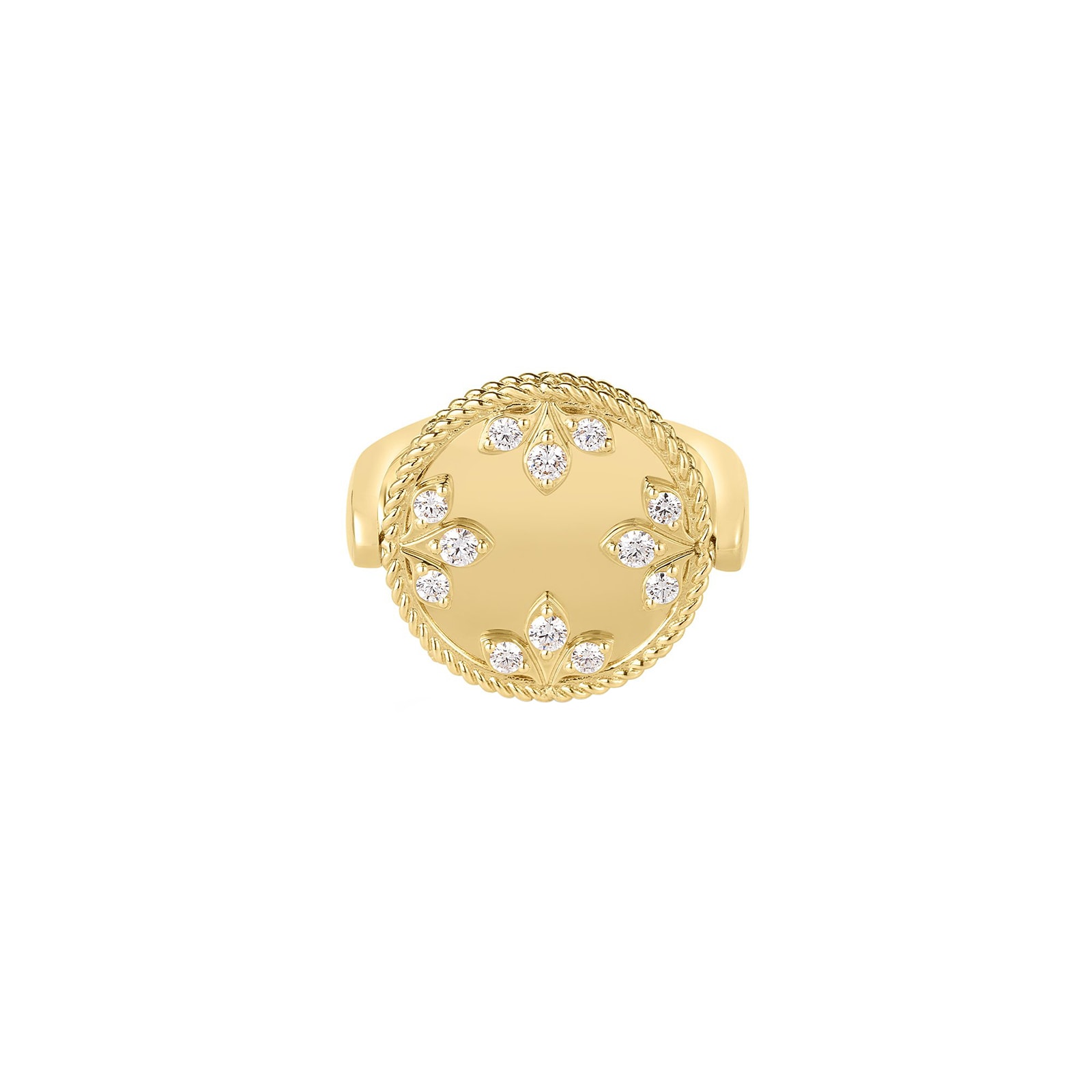 Roberto Coin 18K Yellow Gold Venetian Medallions Reversible Diamond & Mother Of Pearl Ring - Size 6.5