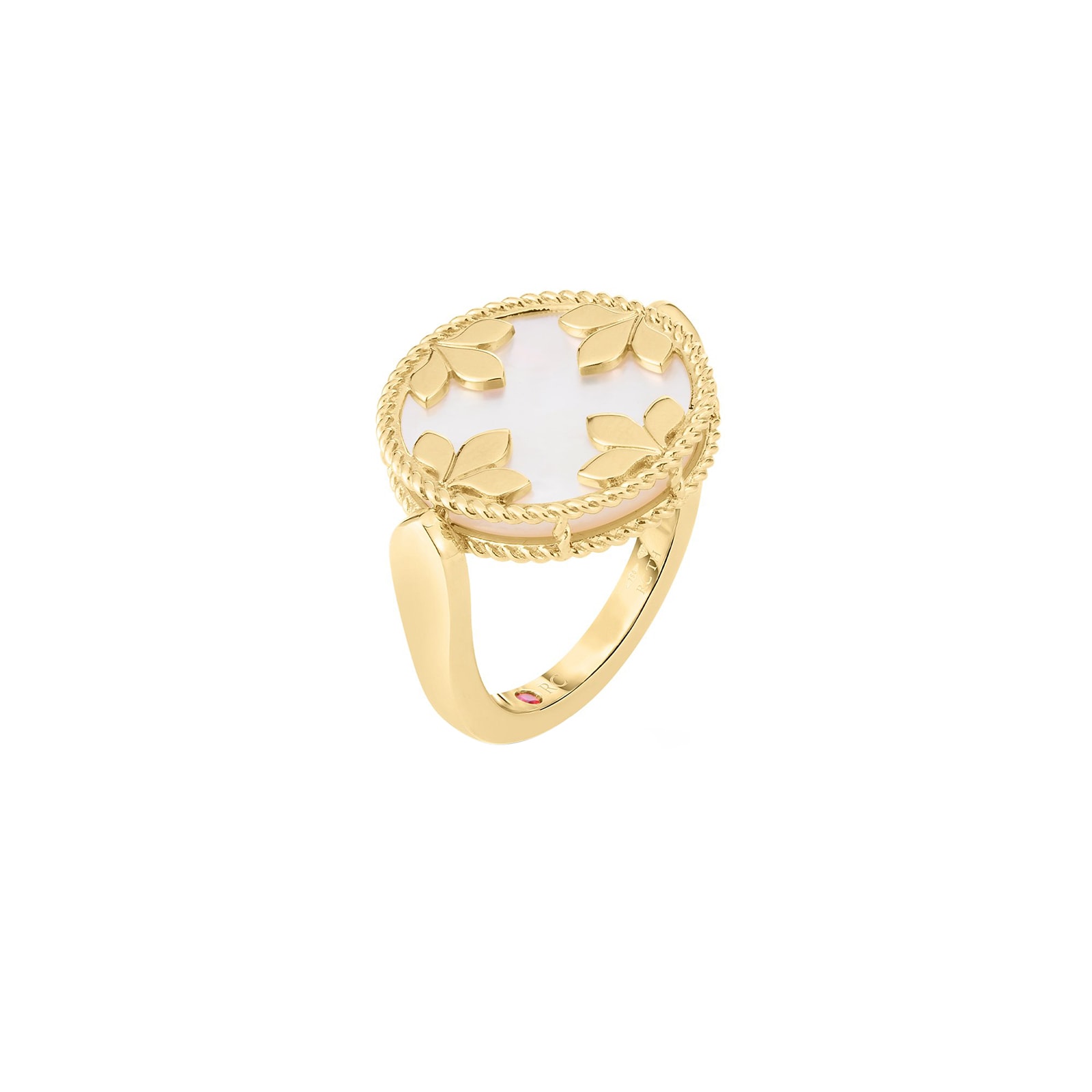 Roberto Coin 18K Yellow Gold Venetian Medallions Reversible Diamond & Mother Of Pearl Ring - Size 6.5