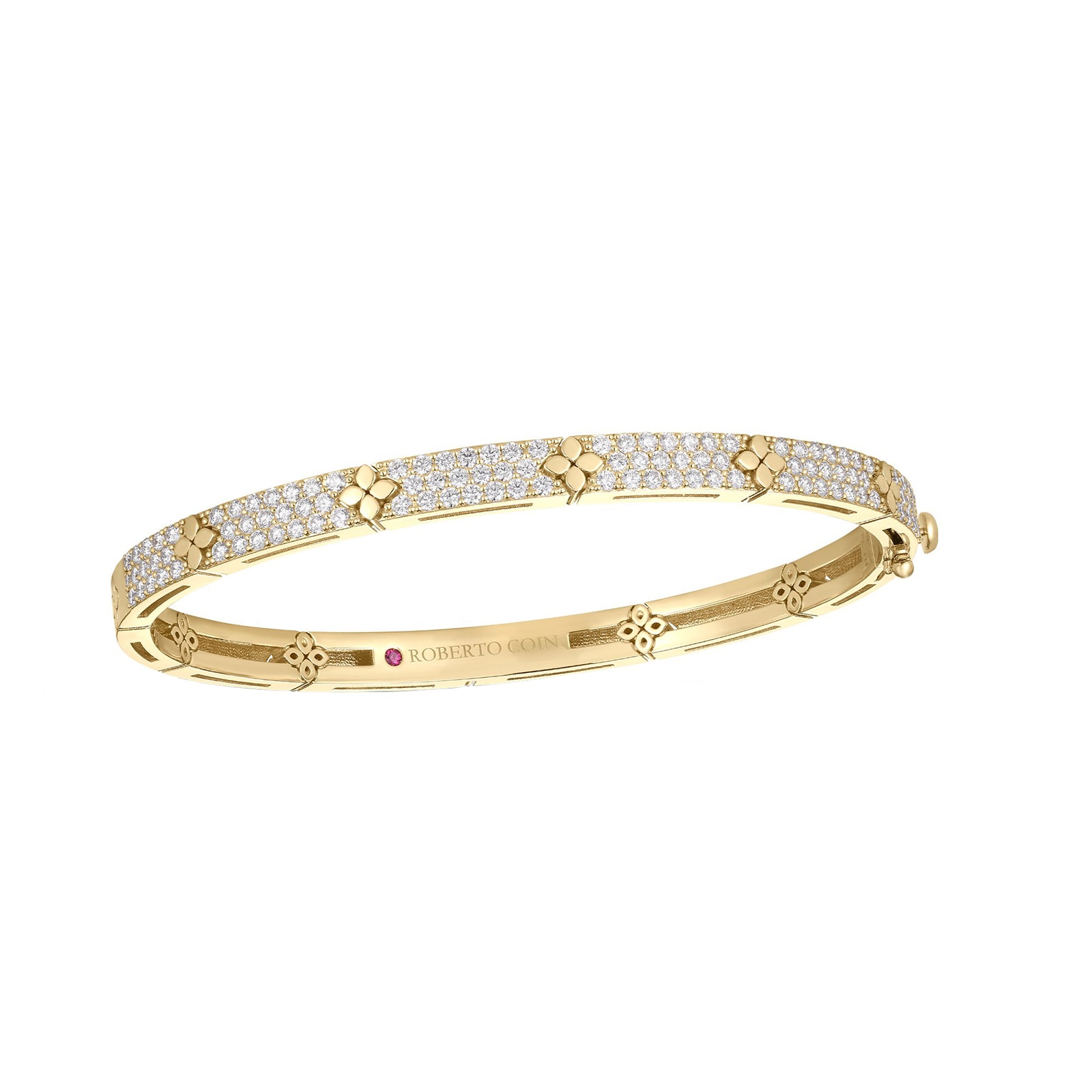 Roberto Coin 18K Yellow Gold Love In Verona Pave Diamond Bangle